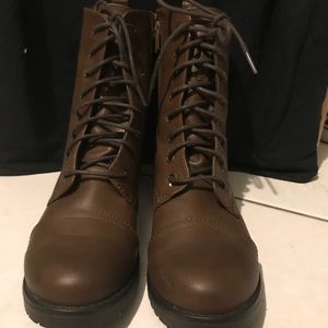 Brown combat boots